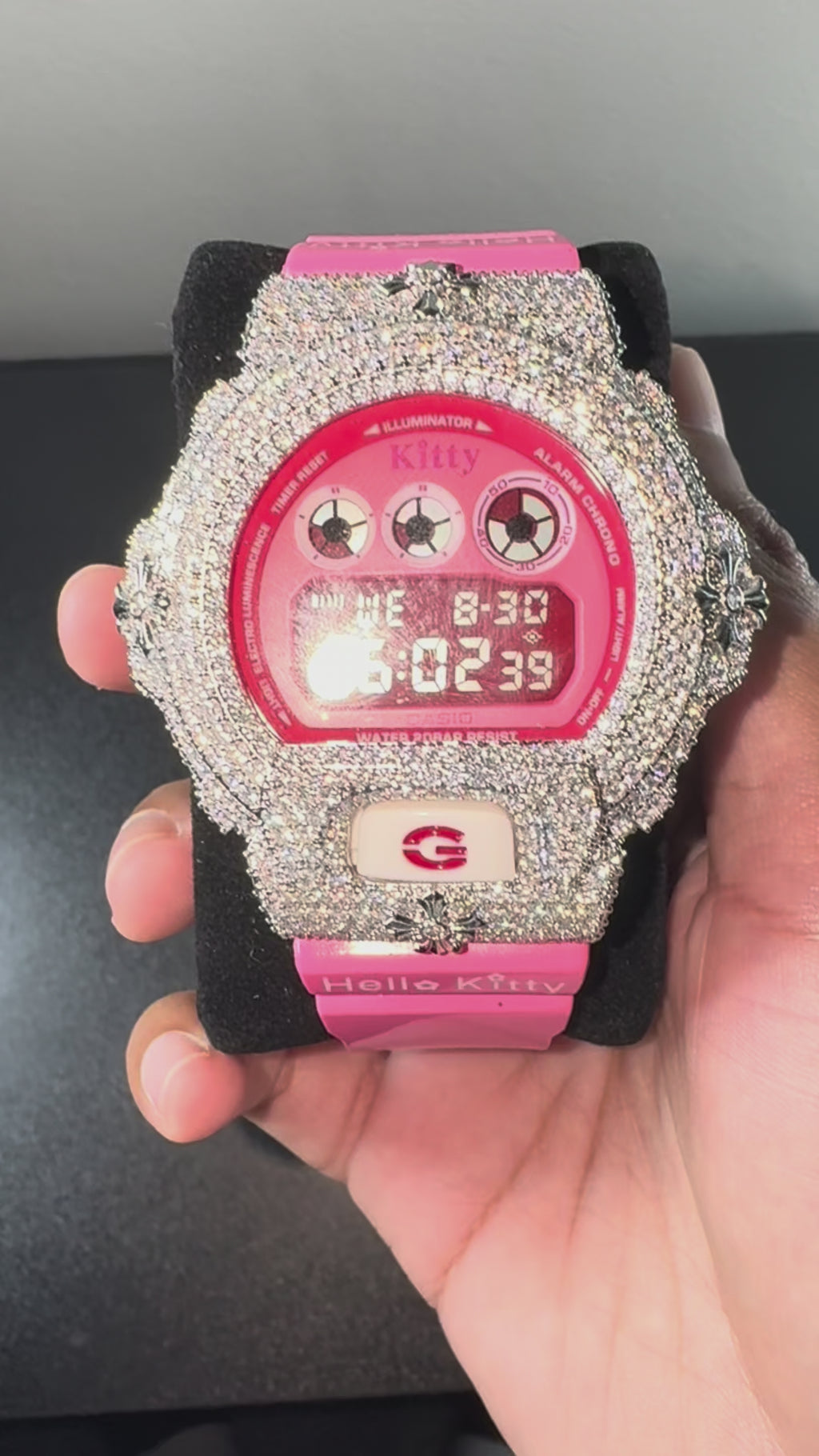 🌟 CHROME HEARTS x HELLO KITTY G-SHOCK DW-6900 - SILVER MOISSANITE 💎